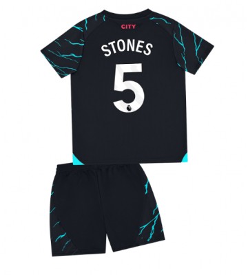 Manchester City John Stones #5 Tredjeställ Barn 2023-24 Kortärmad (+ Korta byxor)